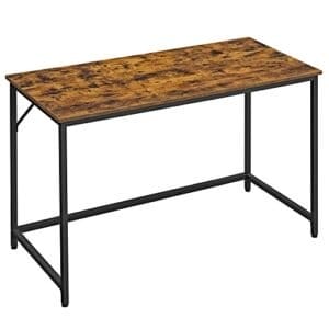 Vasagle Writing Desk, Computer Desk, Small Office Table, 120 x 60 x 75 cm, Study, Home Office, Simple Assembly, Steel, Industrial Design, Rustic Brown og Black LWD039B01