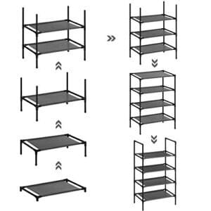 Songmics 4-lags sko rack, skoopbevaringsarrangør med metalramme, ikke-vævet stoflag, til gang, soveværelse, stue, 45 x 28 x 80 cm, sort LSR004B02 - Image 7
