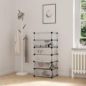 Songmics 6 terninger sammenlåsning af sko rack skab garderobe stående, skab hylder 43 x 31 x 105 cm - Image 3