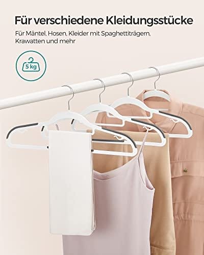 Songmics Sæt på 50, holdbart plastik-skridsikre design, pladsbesparende bøjler, tykkelse på 0,5 cm, 360 ° drejelig krog, længde på 42 cm, hvid og mørk CRP020W02, ABS, lysegrå, standard 7 Songmics Sæt på 50, holdbart plastik-skridsikre design, pladsbesparende bøjler, tykkelse på 0,5 cm, 360 ° drejelig krog, længde på 42 cm, hvid og mørk CRP020W02, ABS, lysegrå, standard - Billede 7