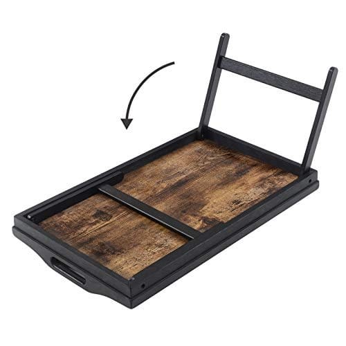 Songmics Bed Tray Bord med bambusfoldningsben, morgenmadsbakke til sofa, seng, servering af snackbakke med rille til telefon tablet, bærbar skrivebord, rustik brun LLD106B01 7 Songmics Bed Tray Bord med bambusfoldningsben, morgenmadsbakke til sofa, seng, servering af snackbakke med rille til telefon tablet, bærbar skrivebord, rustik brun LLD106B01 - Billede 7