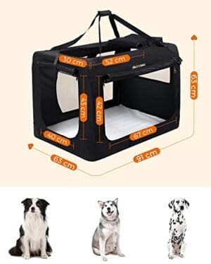 B00ti0v2xc Hundeboks til Bil, Hundetransportboks, Foldbar Katteboks, Oxford Stof, Xxl, 91 X 63 X 63 Cm, Sort , 4700 G - Billede 3