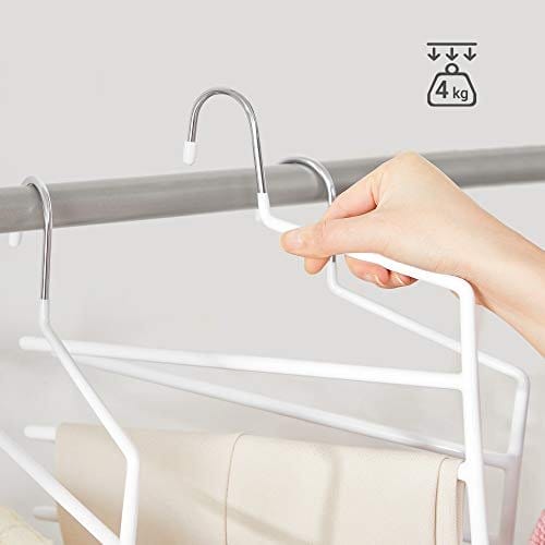 Songmics bukser bøjler, 5-bar tøjbøjler, sæt med 4, rumbesparende, åbne, ikke-skridsikre bukser arrangører til jeans håndklæder tørklæder, hvid CRI034W02 6 Songmics bukser bøjler, 5-bar tøjbøjler, sæt med 4, rumbesparende, åbne, ikke-skridsikre bukser arrangører til jeans håndklæder tørklæder, hvid CRI034W02 - Billede 6