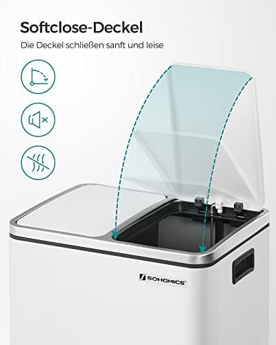 Songmics Kitchen Bin, 2 x 15 l Stål skraldespand, trinbakke med indre spande, hvid 5 Songmics Kitchen Bin, 2 x 15 l Stål skraldespand, trinbakke med indre spande, hvid - Billede 5