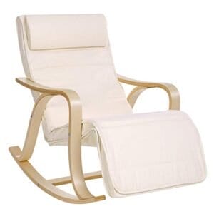 Songmics Solid Wood Rocking Stolefodstøtte med 5 justerbare højder holder op til 150 kg lysegrå lyy41m