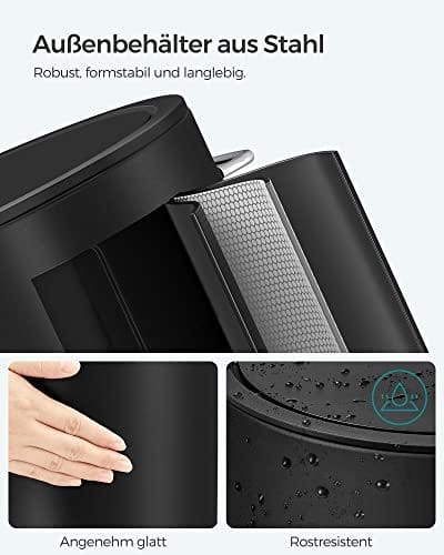 Songmics Badeværelsesbakke, 3 liters toiletpedalbakke, kosmetisk skraldespand med ABS -låg og plastisk indre spand, stål LTB011B01 4 Songmics Badeværelsesbakke, 3 liters toiletpedalbakke, kosmetisk skraldespand med ABS -låg og plastisk indre spand, stål LTB011B01 - Billede 4