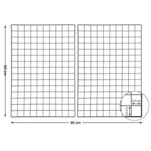 Songmics Grid -paneler, sæt med 2, fotovægskærm, metal mesh vægindretning, multifunktionel hængende billedvæg, DIY, kunstdisplay, s krog, klip, hamp ledning, sort LPP02H - Image 4