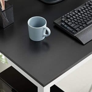 Vasagle Computer Desk, Writing Table med stort skrivebord, stabilt kontorbord, sort, hvid - Image 4