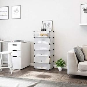 Songmics 6 terninger sammenlåsning af sko rack skab garderobe stående, skab hylder 43 x 31 x 105 cm - Image 2