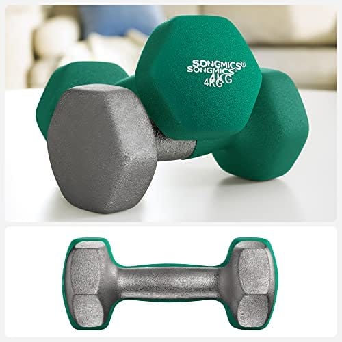 Songmics-håndvægte sæt, 2 x 4 kg Neopren håndvægte, træning i hjemmet, vandtæt og ikke-glid med mat finish, 20,5 x 9 cm, grøn syl68gn 4 Songmics-håndvægte sæt, 2 x 4 kg Neopren håndvægte, træning i hjemmet, vandtæt og ikke-glid med mat finish, 20,5 x 9 cm, grøn syl68gn - Billede 4