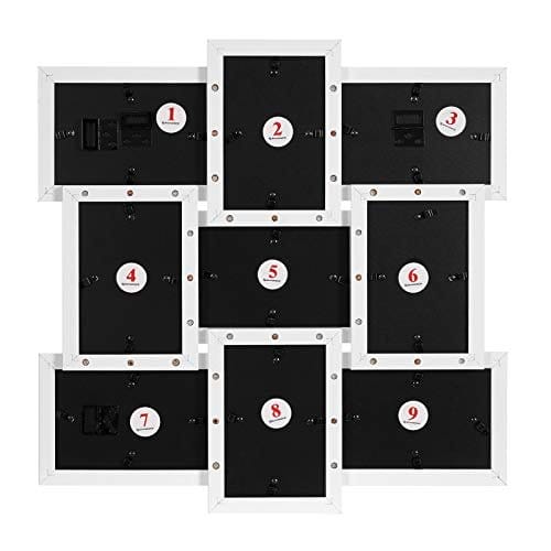 Songmics Picture Frames Collage til 9 fotos, 10 x 15 cm (4 x 6 tommer) fotos, vægmonteret, multifamiliebilleder, MDF, glaspanel, hvid RPF029W01 6 Songmics Picture Frames Collage til 9 fotos, 10 x 15 cm (4 x 6 tommer) fotos, vægmonteret, multifamiliebilleder, MDF, glaspanel, hvid RPF029W01 - Billede 6