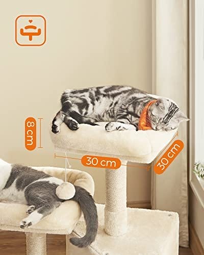 FEANREA PCT141M01 SMÅ KAT Skrabepost med ridserplatforme til Cat Soft Plush 115 cm Fuldt sisal indpakket søjle Beige 3 FEANREA PCT141M01 SMÅ KAT Skrabepost med ridserplatforme til Cat Soft Plush 115 cm Fuldt sisal indpakket søjle Beige - Billede 3