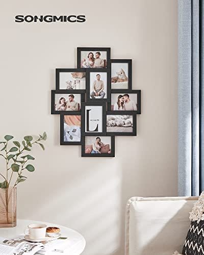 Songmics Photo Frame Collage til 10 fotos i 4 "x 6" (10 x 15 cm), MDF vægmonteret, sort 7 Songmics Photo Frame Collage til 10 fotos i 4 "x 6" (10 x 15 cm), MDF vægmonteret, sort - Billede 7