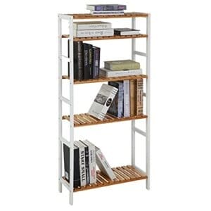 Songmics 5-lags badeværelses opbevaringshylder, bambus køkkenhylde, 60 x 26 x 130 cm, hvid - Image 7