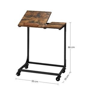 Vasagle sofabord, sidebord med vippetop, stålramme, rustik brun og sort - Image 5