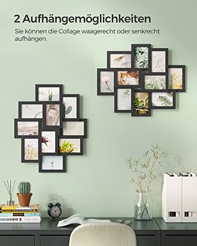 Songmics Photo Frame Collage til 10 fotos i 4 "x 6" (10 x 15 cm), MDF vægmonteret, sort 2 Songmics Photo Frame Collage til 10 fotos i 4 "x 6" (10 x 15 cm), MDF vægmonteret, sort - Billede 2