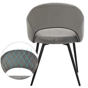 Songmics Velvet spisestue stol moderne køkkenstol polstret fløjlstol med armlænet metalben elegant design spisestue stue soveværelse køkken grå ldc82gy - Image 5