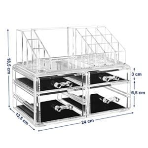 Songmics Acrylic Makeup Organizer Cosmetic Jewellery Opbevaring med 4 klare skuffer Display Boxes 2 stykker sæt JKA005TP - Image 6