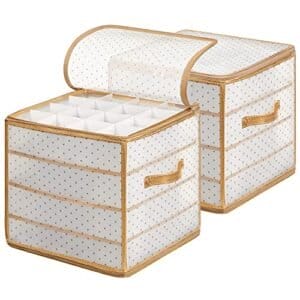 Plastic Christmas Ornament Storage Boxes, 2 Pack Christmas Ball Arrangører, semi-gennemsigtige og gyldne
