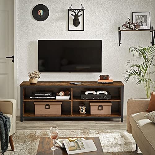 Vasagle TV Stand, 4 cubby tv-kabinet til op til 65-tommer tv, tv-bordsenhed med justerbare hylder og kabelforvaltning, industriel, rustik brun og sort LTV304B01 2 Vasagle TV Stand, 4 cubby tv-kabinet til op til 65-tommer tv, tv-bordsenhed med justerbare hylder og kabelforvaltning, industriel, rustik brun og sort LTV304B01 - Billede 2