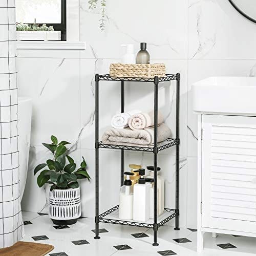 Songmics Badeværelseshylde, 3-lags wire-susing-enhed, metal opbevaringsstativ, 30 x 30 x 73 cm,, sort 2 Songmics Badeværelseshylde, 3-lags wire-susing-enhed, metal opbevaringsstativ, 30 x 30 x 73 cm,, sort - Billede 2