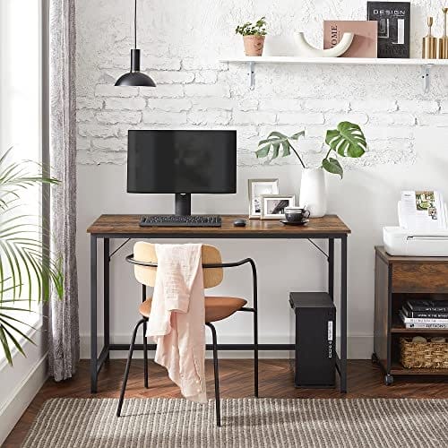 Vasagle Writing Desk, Computer Desk, Small Office Table, 120 x 60 x 75 cm, Study, Home Office, Simple Assembly, Steel, Industrial Design, Rustic Brown og Black LWD039B01 5 Vasagle Writing Desk, Computer Desk, Small Office Table, 120 x 60 x 75 cm, Study, Home Office, Simple Assembly, Steel, Industrial Design, Rustic Brown og Black LWD039B01 - Billede 5