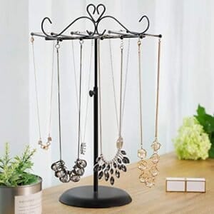 Songmics Jewellery Display Stand Holder, Metal Jewellery Rack Tree, til halskæder, chokere, armbånd, øreringe, god gaveide, sort JJS04BK - Image 3