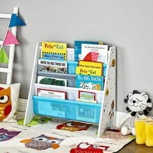 Songmics Kids 'Bogreol, Book Storage Shelf Organizer, med Anti-Tip Kit, til børneværelse, legerum, dagpleje, skole, 62,5 x 28 x 60 cm, rumbesparende design, White GKR72WT - Image 4