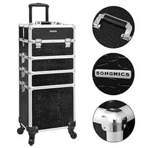 Songmics 4-i-1 Professional Makeup Case, Låsbar makeup-opbevaring med koder, sort - Image 7