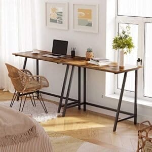 Vasagle Computer Desk, Writing Desk med stålramme, rustik top, arbejdsbord til kontor og hjemmeundersøgelse, let samling, 100 x 50 x 75 cm, industriel, rustik brun og sort LWD40X - Image 2