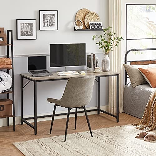 Vasagle Desk, Computer Desk, Slim Office Desk, 140 x 60 x 75,7 cm, studielokale, hjemmekontor, kontor, let samling, stål, industriel design, greige-sort LWD043B02 4 Vasagle Desk, Computer Desk, Slim Office Desk, 140 x 60 x 75,7 cm, studielokale, hjemmekontor, kontor, let samling, stål, industriel design, greige-sort LWD043B02 - Billede 4