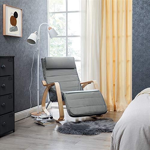 Songmics gyngestol med 5 positioner Justerbar fodstøtte belastningskapacitet lysegrå 2 Songmics gyngestol med 5 positioner Justerbar fodstøtte belastningskapacitet lysegrå - Billede 2