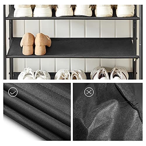 Vasagle Shoe Rack 5 -niveau, skoopbevaringsarrangør smal, stålramme, brun og sort 5 Vasagle Shoe Rack 5 -niveau, skoopbevaringsarrangør smal, stålramme, brun og sort - Billede 5