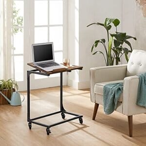 Vasagle sofabord, sidebord med vippetop, stålramme, rustik brun og sort - Image 2