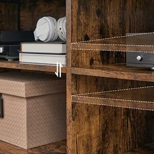 Vasagle TV Stand, 4 cubby tv-kabinet til op til 65-tommer tv, tv-bordsenhed med justerbare hylder og kabelforvaltning, industriel, rustik brun og sort LTV304B01 - Image 4