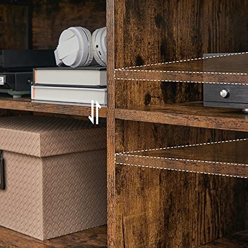 Vasagle TV Stand, 4 cubby tv-kabinet til op til 65-tommer tv, tv-bordsenhed med justerbare hylder og kabelforvaltning, industriel, rustik brun og sort LTV304B01 4 Vasagle TV Stand, 4 cubby tv-kabinet til op til 65-tommer tv, tv-bordsenhed med justerbare hylder og kabelforvaltning, industriel, rustik brun og sort LTV304B01 - Billede 4