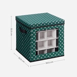 Songmics Christmas Bauble Storage Boxes, Sæt med 3 opbevaringskubbeholdere til juledekorationer, 64 kassepladser, modulære opdelere, 30,5 x 30,5 x 30,5 cm, grøn RFB029G01 - Image 3