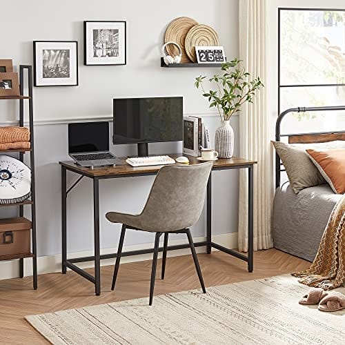 Vasagle Writing Desk, Computer Desk, Small Office Table, 120 x 60 x 75 cm, Study, Home Office, Simple Assembly, Steel, Industrial Design, Rustic Brown og Black LWD039B01 2 Vasagle Writing Desk, Computer Desk, Small Office Table, 120 x 60 x 75 cm, Study, Home Office, Simple Assembly, Steel, Industrial Design, Rustic Brown og Black LWD039B01 - Billede 2