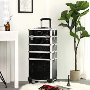 Songmics 4-i-1 Professional Makeup Case, Låsbar makeup-opbevaring med koder, sort - Image 2