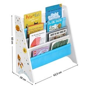 Songmics Kids 'Bogreol, Book Storage Shelf Organizer, med Anti-Tip Kit, til børneværelse, legerum, dagpleje, skole, 62,5 x 28 x 60 cm, rumbesparende design, White GKR72WT - Image 7