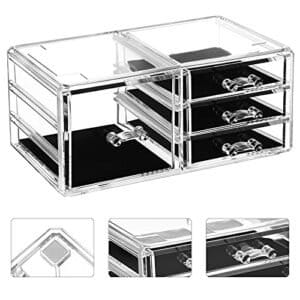 Songmics 4 i 1 XXL Makeup Organizer, Makeup Box med 11 skuffer og 15 rum i forskellige størrelser, skridsikre puder, til kosmetik og smykker, gennemsigtig JKA017TP - Image 5