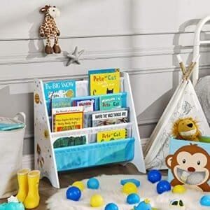Songmics Kids 'Bogreol, Book Storage Shelf Organizer, med Anti-Tip Kit, til børneværelse, legerum, dagpleje, skole, 62,5 x 28 x 60 cm, rumbesparende design, White GKR72WT - Image 2