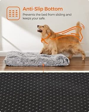 Hundeseng, Hundepude, Fluffy Hundemåtte, Lang Plys, 122 X 74 Cm, Blød Polstring, Maskinvaskbar, Hundekurv, Multifunktionel, Bærbar, Lysegrå - Image 5