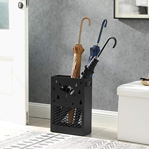 Songmics paraply stand metal rektangulær paraply stativ, sort 3 Songmics paraply stand metal rektangulær paraply stativ, sort - Billede 3