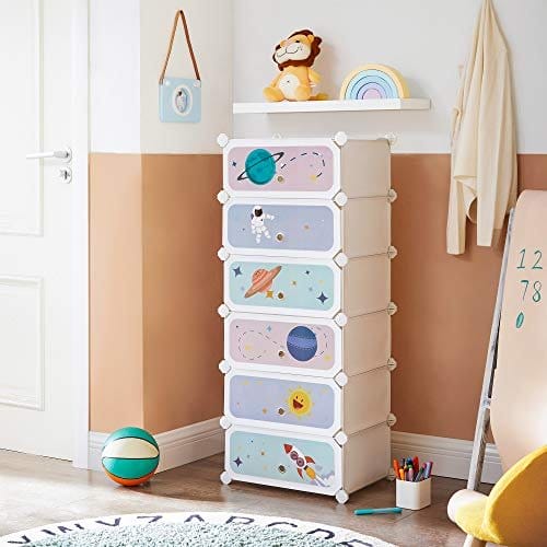 Songmics 6-Slot Children’s Shoe Rack, Storage Unit, Interlocking Organizer Cabinet til børn med plasthylder, modulær garderobe med døre, 43 x 31 x 105 cm, hvid LPC904W01 7 Songmics 6-Slot Children’s Shoe Rack, Storage Unit, Interlocking Organizer Cabinet til børn med plasthylder, modulær garderobe med døre, 43 x 31 x 105 cm, hvid LPC904W01 - Billede 7
