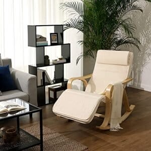 Songmics Solid Wood Rocking Stolefodstøtte med 5 justerbare højder holder op til 150 kg lysegrå lyy41m - Image 2