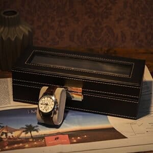 Songmics Watch Box med 5 rum, glaslåg, urboks med blødt fløjlforing - Image 2