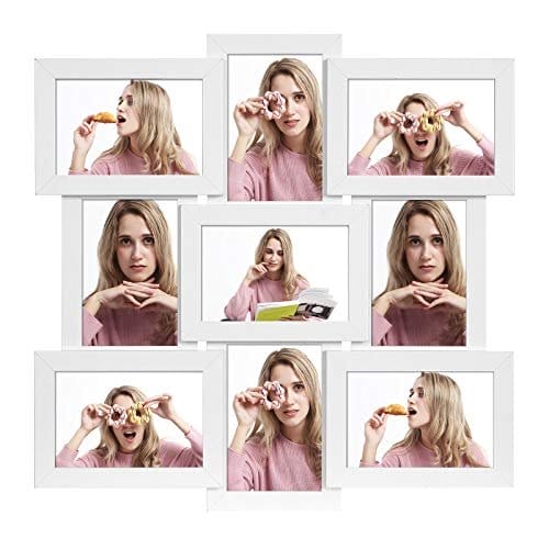 Songmics Picture Frames Collage til 9 fotos, 10 x 15 cm (4 x 6 tommer) fotos, vægmonteret, multifamiliebilleder, MDF, glaspanel, hvid RPF029W01 1 Songmics Picture Frames Collage til 9 fotos, 10 x 15 cm (4 x 6 tommer) fotos, vægmonteret, multifamiliebilleder, MDF, glaspanel, hvid RPF029W01