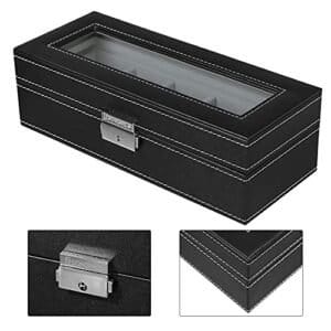 Songmics Watch Box med 5 rum, glaslåg, urboks med blødt fløjlforing - Image 4