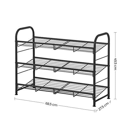 Songmics 3-lags skostativ, stabelbar skoopbevaringsarrangør, hold op til 12 par, stål, 68,5 x 27,5 x 49,5 cm, til høje hæle, trænere, hjemmesko, i indgangen, sort LMR066B01 7 Songmics 3-lags skostativ, stabelbar skoopbevaringsarrangør, hold op til 12 par, stål, 68,5 x 27,5 x 49,5 cm, til høje hæle, trænere, hjemmesko, i indgangen, sort LMR066B01 - Billede 7